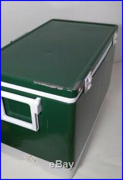 Vintage Coleman Cooler Box Green Metal 1985 Ice Chest USA White Handles