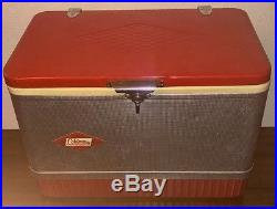 Vintage Coleman Cooler Chest Diamond Logo Red & Silver Nice