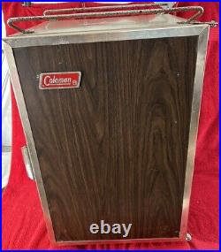 Vintage Coleman Cooler Fridge faux wood standup 1976