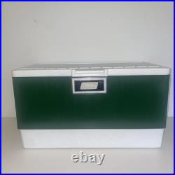 Vintage Coleman Cooler Green & White 22.5 x 13.5 x 12.5 Metal Camping Chest