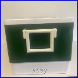 Vintage Coleman Cooler Green & White 22.5 x 13.5 x 12.5 Metal Camping Chest