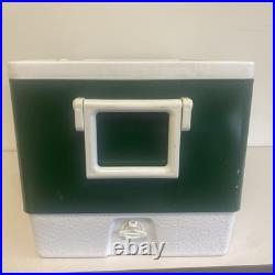 Vintage Coleman Cooler Green & White 22.5 x 13.5 x 12.5 Metal Camping Chest