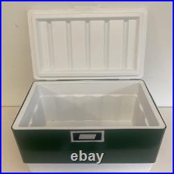 Vintage Coleman Cooler Green & White 22.5 x 13.5 x 12.5 Metal Camping Chest