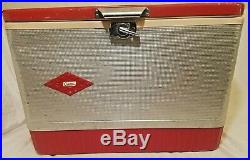 Vintage Coleman Cooler Ice Chest Red and Silver Diamond Logo Rare