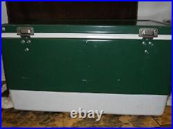 Vintage Coleman Cooler Metal Green and Beige 22.5 x 13.5 x 13 1970s Camping
