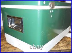 Vintage Coleman Cooler Metal Green and Beige 22.5 x 13.5 x 13 1970s Camping