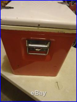 Vintage Coleman Cooler Pink Metal with Diamond Logo. Bottle Opener Handles