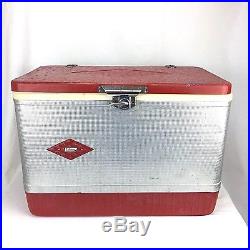 Vintage Coleman Cooler Red and Silver Diamond Logo Bottle Opener Handles Tray