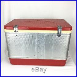Vintage Coleman Cooler Red and Silver Diamond Logo Bottle Opener Handles Tray