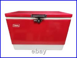 Vintage Coleman Cooler Snow-Lite Family Size Red Metal In Original Box