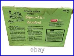 Vintage Coleman Cooler Snow-Lite Family Size Red Metal In Original Box