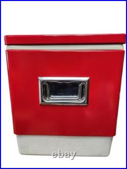 Vintage Coleman Cooler Snow-Lite Family Size Red Metal In Original Box