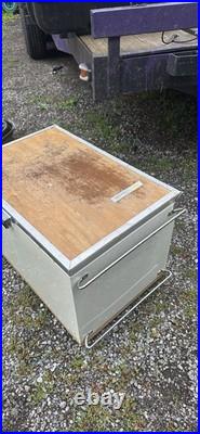 Vintage Coleman Cooler Stand Up Ice Chest 70's 3 Way Convertible Faux Wood Metal