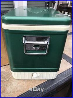 Vintage Coleman Diamond Logo Snow Lite Cooler Green + Original Box Small 18