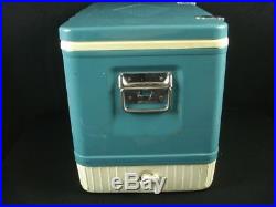 Vintage Coleman Diamond Turquoise Aqua Blue Ice Cooler Chest Box 22 x 15 x 13