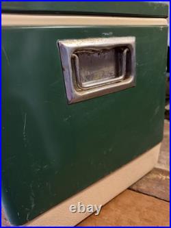 Vintage Coleman Green Chest Cooler with Removable Tray and Water Jug