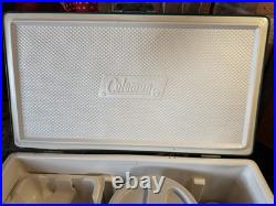 Vintage Coleman Green Chest Cooler with Removable Tray and Water Jug