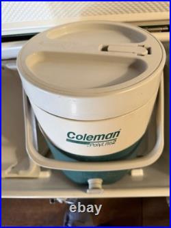 Vintage Coleman Green Chest Cooler with Removable Tray and Water Jug