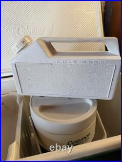 Vintage Coleman Green Chest Cooler with Removable Tray and Water Jug