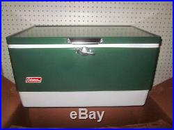 Vintage Coleman Green Low Boy Snow-Lite Cooler Metal Steel Storage Tray Box NEW