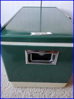 Vintage Coleman Green Metal, 72 Quart Cooler, with Inserts, side Bottle Openers