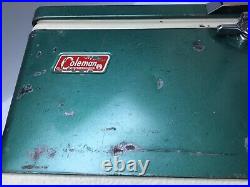 Vintage Coleman Green Metal Band Top Cooler Ice Chest 1960's 70's Latch Bottle