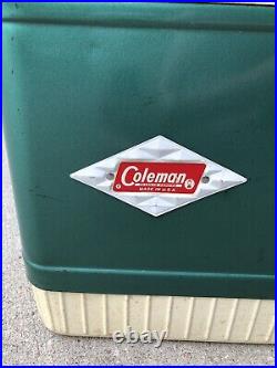 Vintage Coleman Green Metal Cooler Diamond Logo