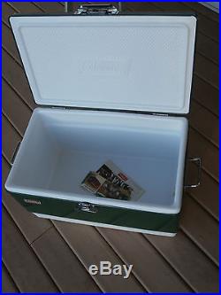 Vintage Coleman Green Metal Cooler Snow-Lite Large Rectangular Ice Chest Box