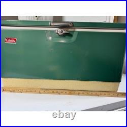 Vintage Coleman Green Metal Cooler Water Jug and Ice Pack 3 Piece Camping Set