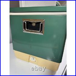 Vintage Coleman Green Metal Cooler Water Jug and Ice Pack 3 Piece Camping Set
