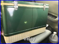 Vintage Coleman Green Metal Latch Lock Cooler 22.5 x 13.5 x 16.5 Ice Chest