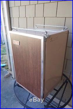 Vintage Coleman Ice Chest Cooler Wood Grain Metal Upright Standing Ice Box 3 Way