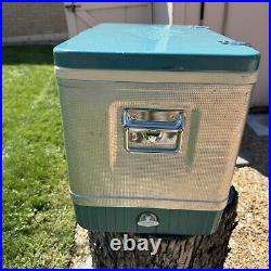 Vintage Coleman Metal Aluminum Chest Cooler Turquoise 13x22x15