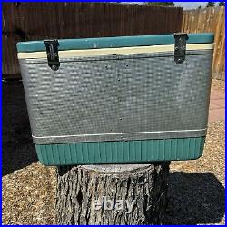 Vintage Coleman Metal Aluminum Chest Cooler Turquoise 13x22x15