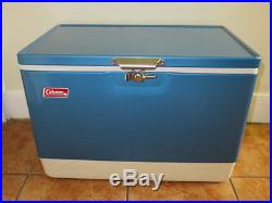 Vintage Coleman Metal Blue Cooler with Tray RARE