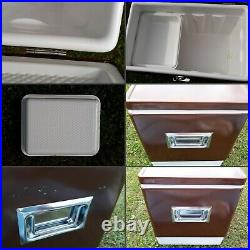 Vintage Coleman Metal Brown Cooler Ice Chest Camping Fishing 22.5x16x13.5
