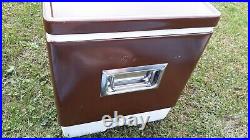 Vintage Coleman Metal Brown Cooler Ice Chest Camping Fishing 22.5x16x13.5