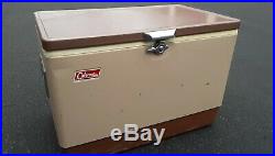Vintage Coleman Metal Brown Tan Cooler Ice Chest Fishing Hunting Camp Outdoor