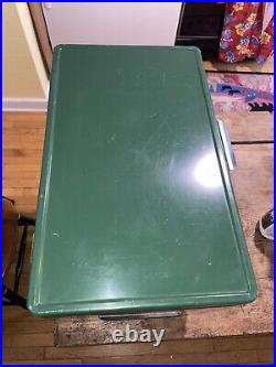 Vintage Coleman Metal Cooler Chest Green & White 22.5 x 15.5 X 13.5 Great Cond