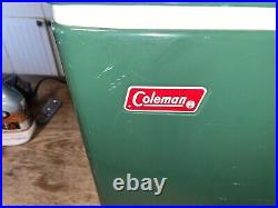 Vintage Coleman Metal Cooler Chest Green & White 22.5 x 15.5 X 13.5 Great Cond