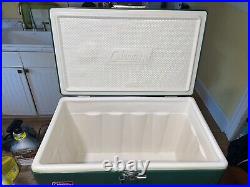 Vintage Coleman Metal Cooler Chest Green & White 22.5 x 15.5 X 13.5 Great Cond