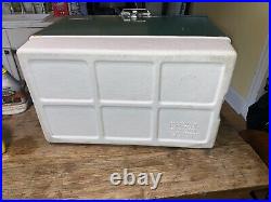 Vintage Coleman Metal Cooler Chest Green & White 22.5 x 15.5 X 13.5 Great Cond