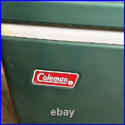 Vintage Coleman Metal Cooler Hunter Green Metal Handles Lock 22.5 x 13.5 Insert