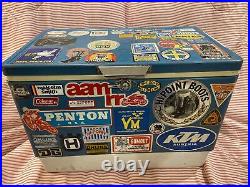 Vintage Coleman Metal Cooler Ice Chest Motorcycle Stickers Decals Motocross OOAK