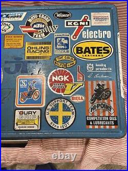 Vintage Coleman Metal Cooler Ice Chest Motorcycle Stickers Decals Motocross OOAK