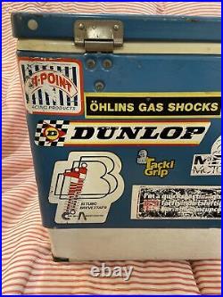 Vintage Coleman Metal Cooler Ice Chest Motorcycle Stickers Decals Motocross OOAK