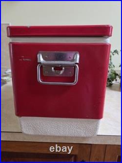 Vintage Coleman Metal Cooler Mini Red 18x11x13 Clean Made in USA