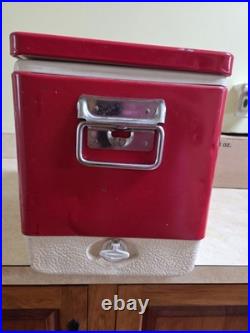 Vintage Coleman Metal Cooler Mini Red 18x11x13 Clean Made in USA