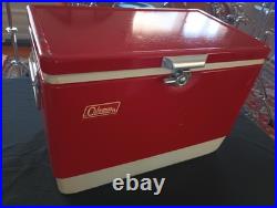 Vintage Coleman Metal Cooler Mini Red 18x11x13 Very Clean