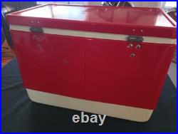 Vintage Coleman Metal Cooler Mini Red 18x11x13 Very Clean